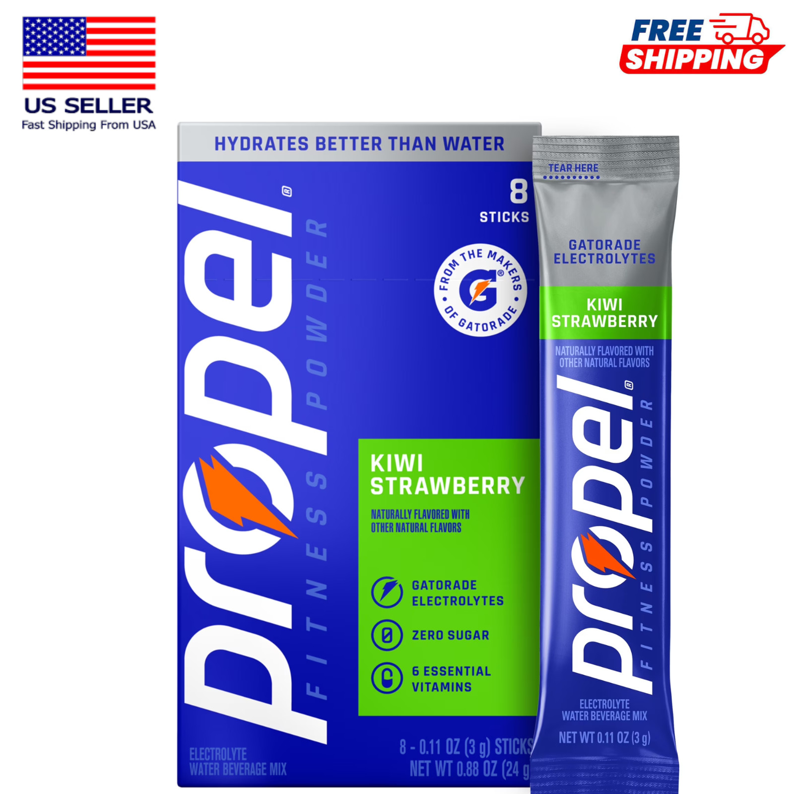 Propel Zero Sugar Strawberry Kiwi, On the Go Packs 0.11 oz, 8 Count Packets