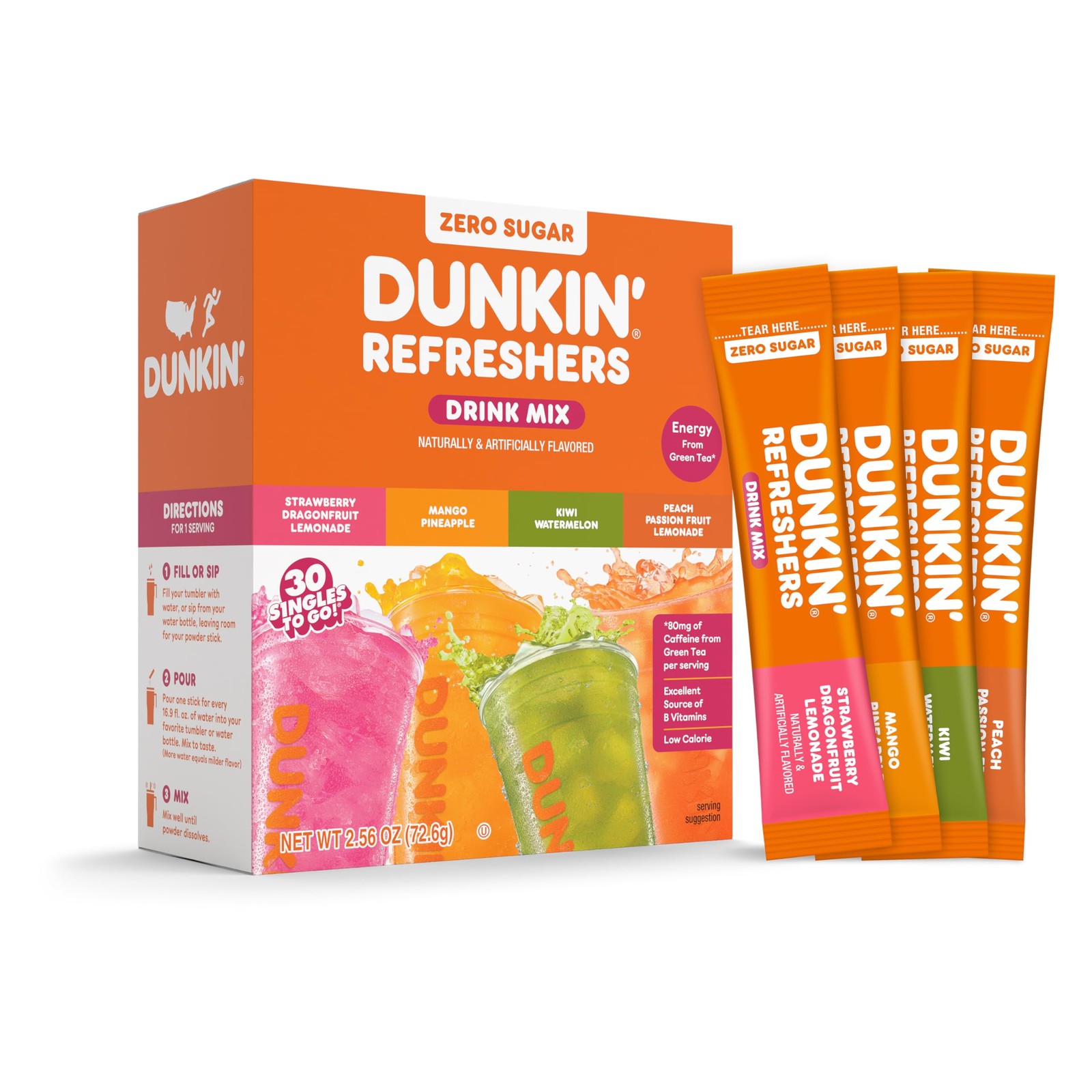 Zero Sugar Refreshers Powdered Drink Mix Packets, 30 Ct Variety Pack(Pack of 30)