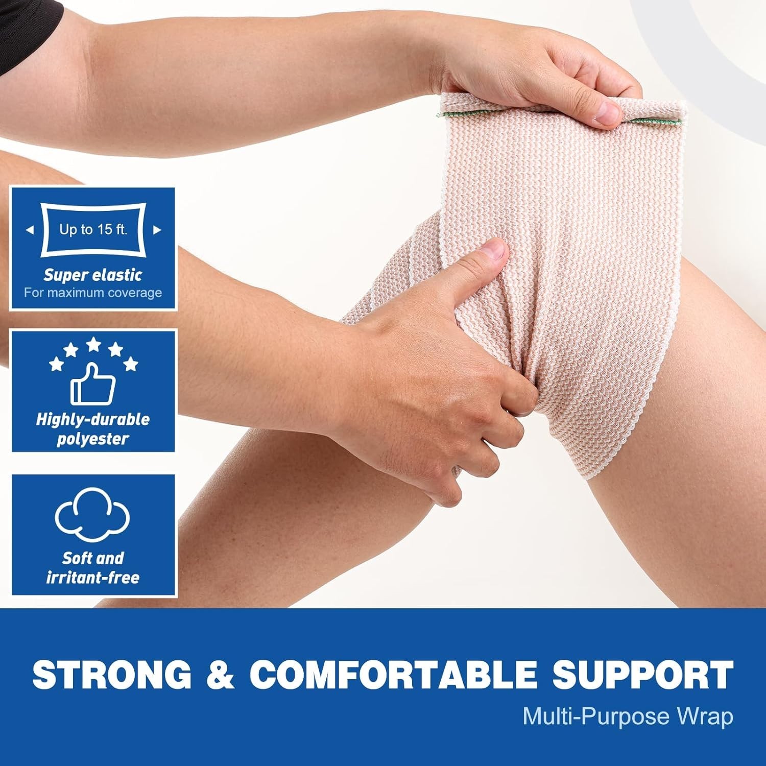 5 Pack Compression Bandage Wrap – 6″ AZEN Latex-Free for Legs, Body, Lymphedema.