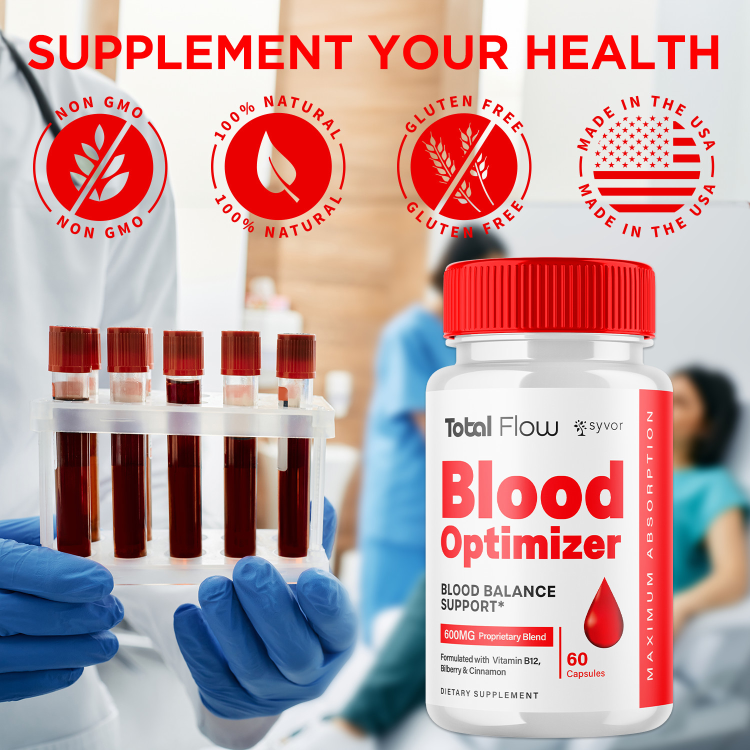 (5 Pack) Total Flow Blood Optimizer Advanced Support Glycogen Vitamin 300 Caps