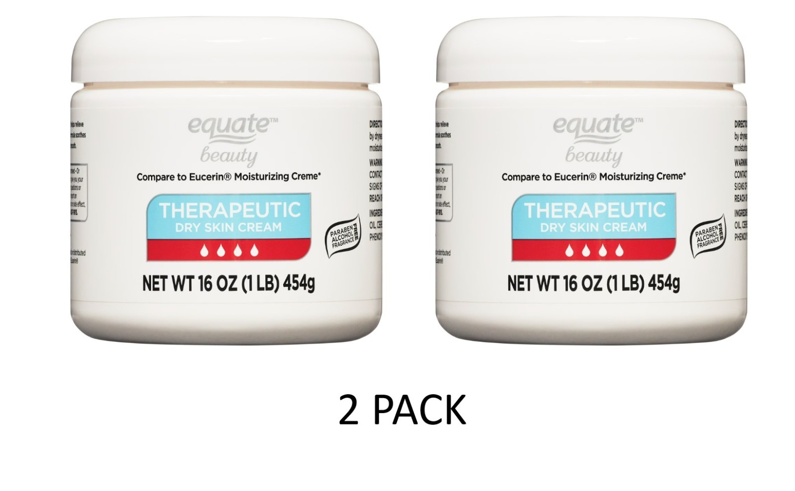 2 PACK Equate Beauty Therapeutic Dry Skin Cream, 16 Oz.