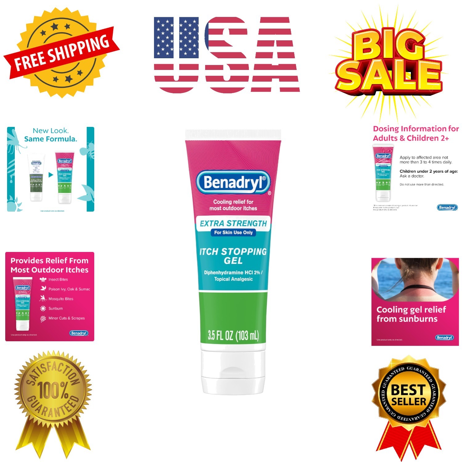Benadryl Extra Strength Anti Itch Relief Gel, 2% Diphenhydramine HCl, Relief …