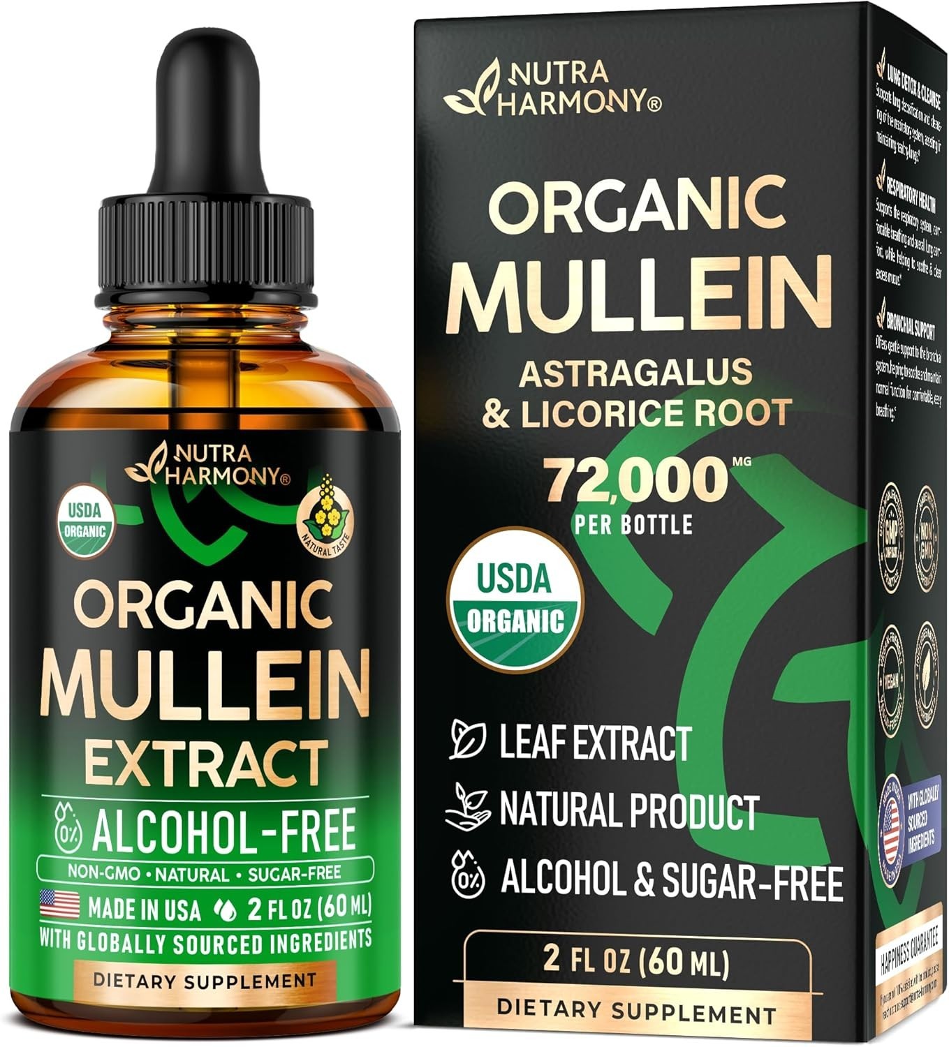 Mullein Drops for Lungs – USDA Organic Liquid – Mullein Leaf Extract