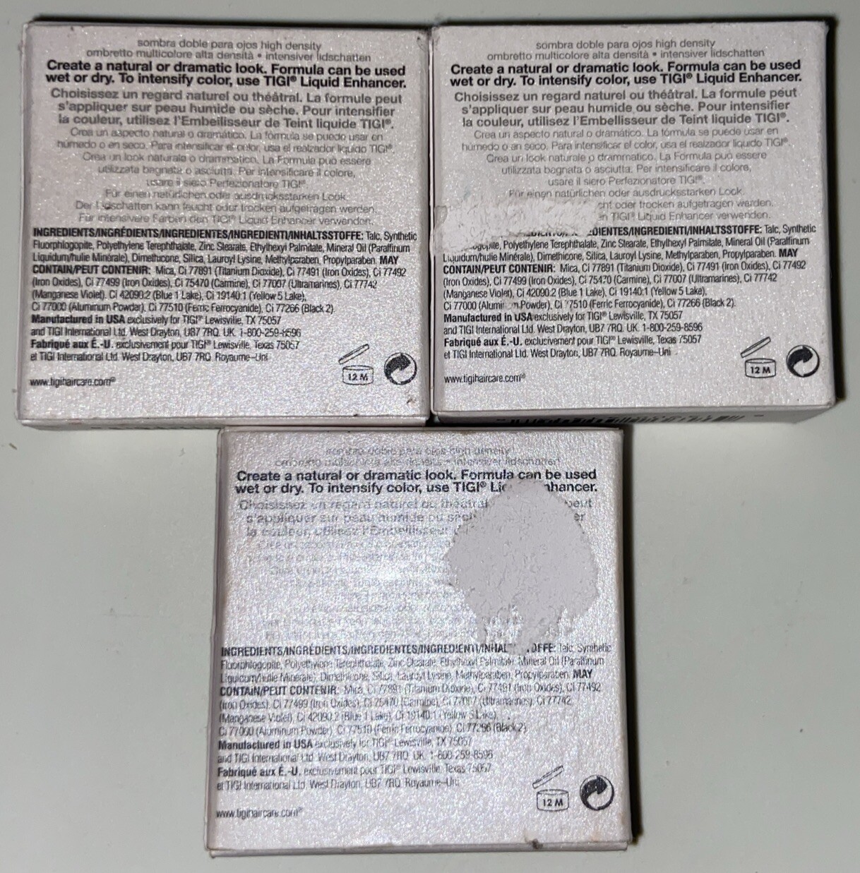 (3) PACK!!! TIGI ( FLIRT ) HIGH DENSITY SPLIT EYESHADOW COMPACT 0.112 OZ / 3.19G