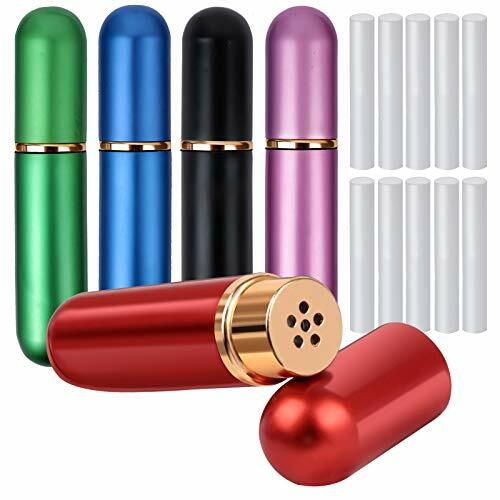 Essential Oil Inhaler, 5 Empty Nasal Aromatherapy Inhalers with 10 Cotton Wicks