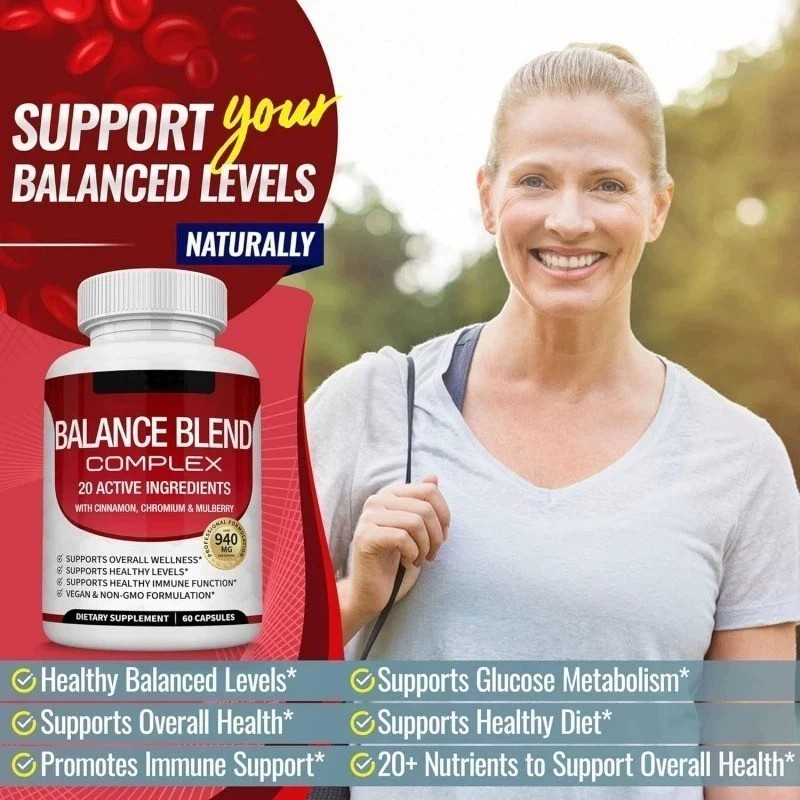 Blood Sugar Complex – 20 Active Ingredients with Cinnamon, Chromium & Mulberry