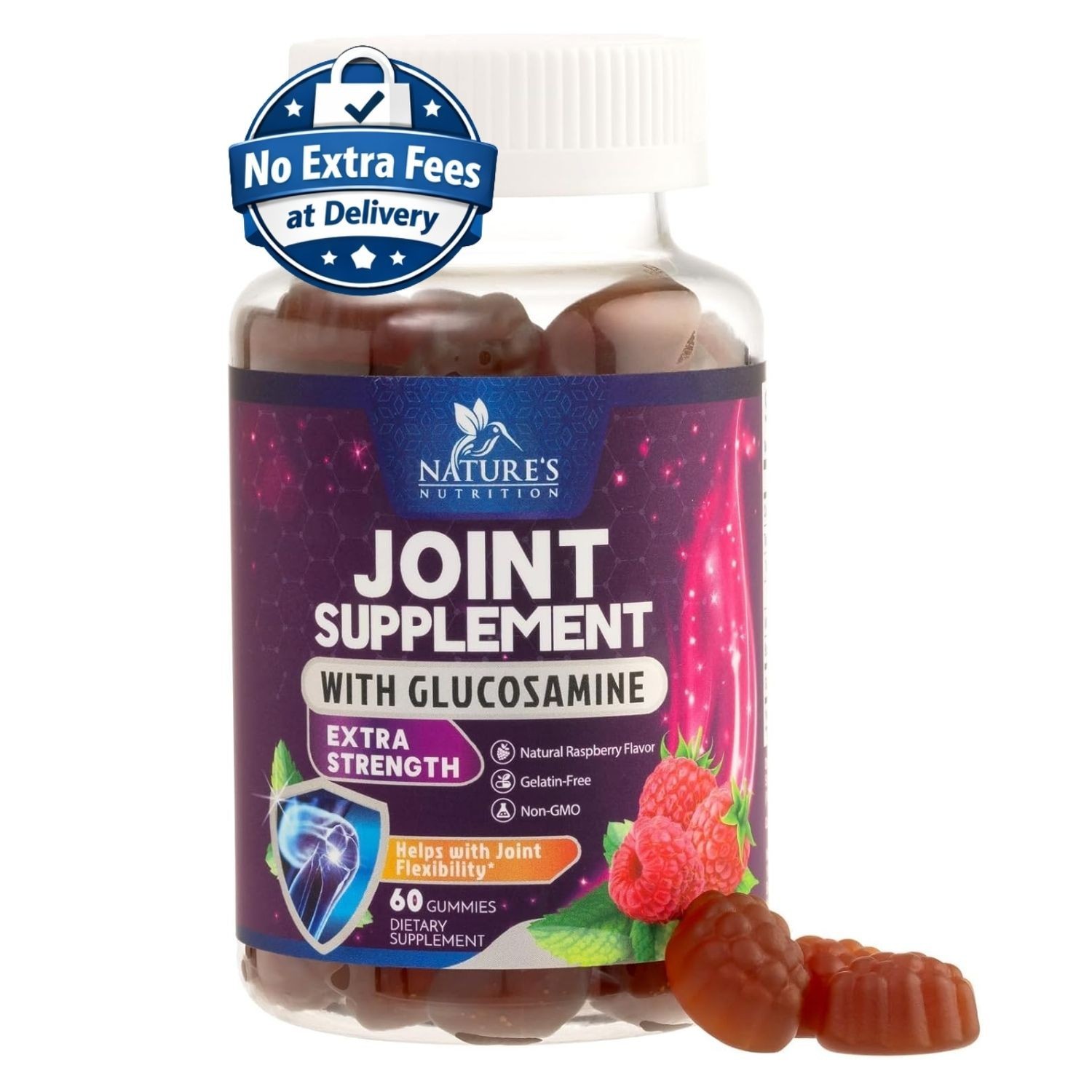 Sulfato de Glucosamina con Cloruro de Potasio y Vitamina E 60 Gomitas Frambuesa