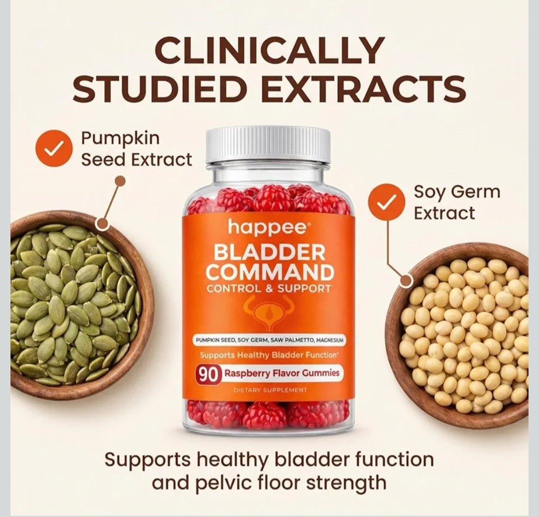 Happee Bladder Control Gummies for Women & Men 90ct Raspberry