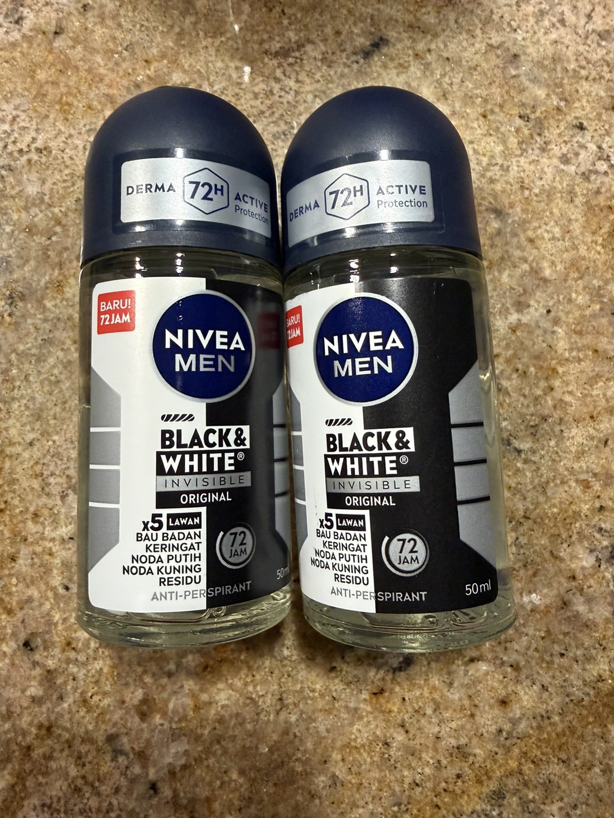 Nivea Men Black & White INVISIBLE FRESH Anti-Perspirant Roll-On Deo 50ml (2 PK)