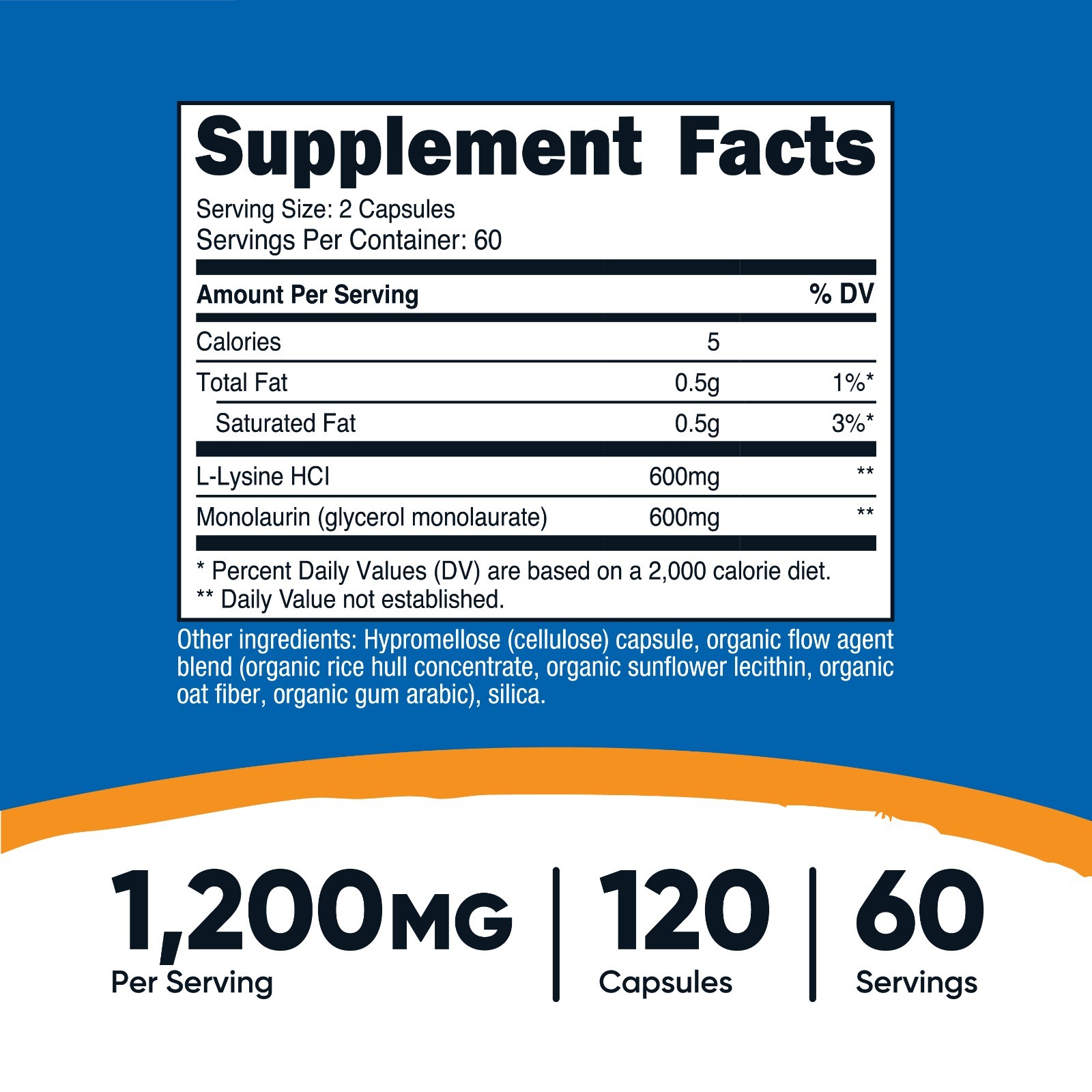 Nutricost L-Lysine + Monolaurin (1,200mg) 120 Capsules – L-Lysine HCI, Vegan