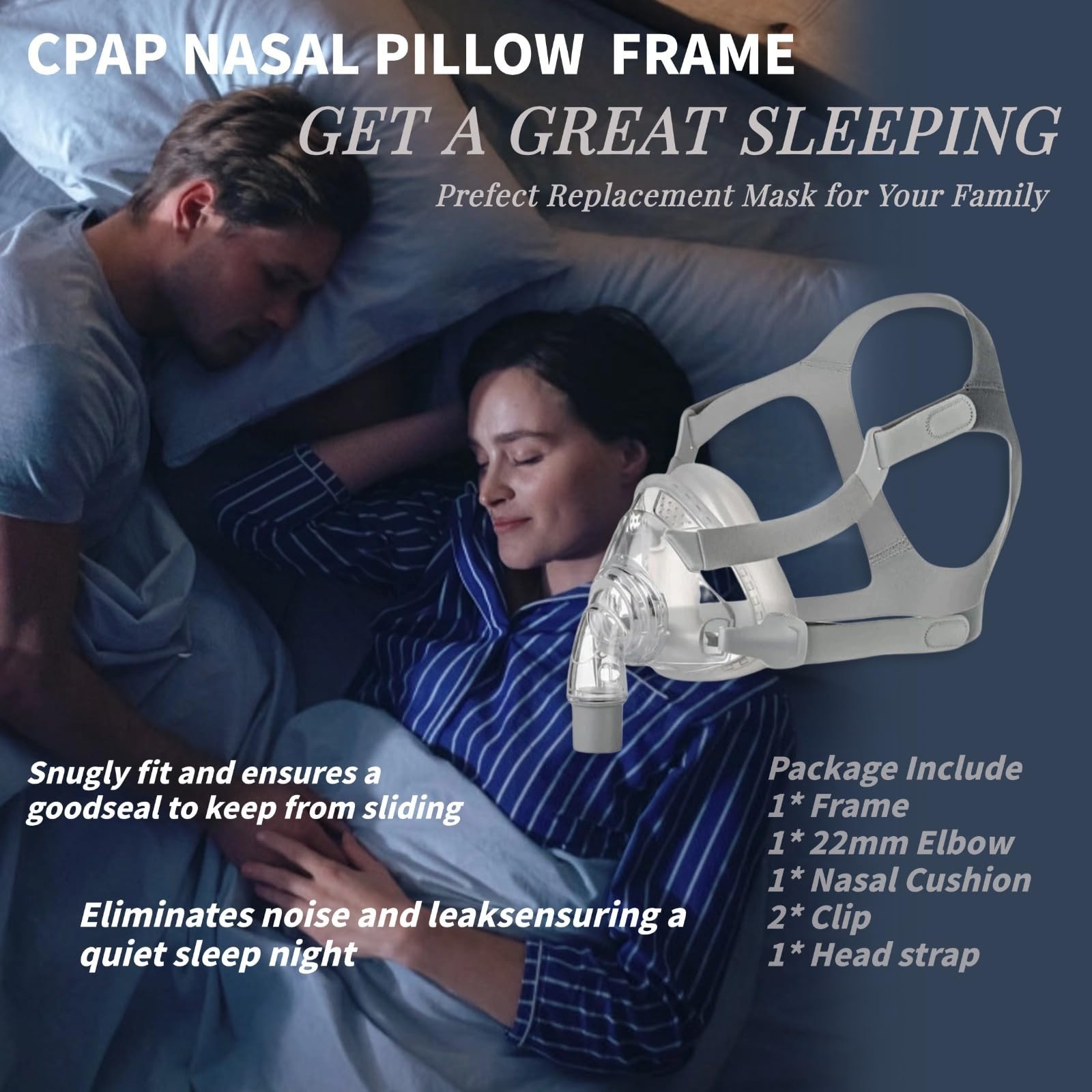 Full Face CPAP MASK, Includes Headgear, Cushion, Frame and Sliver