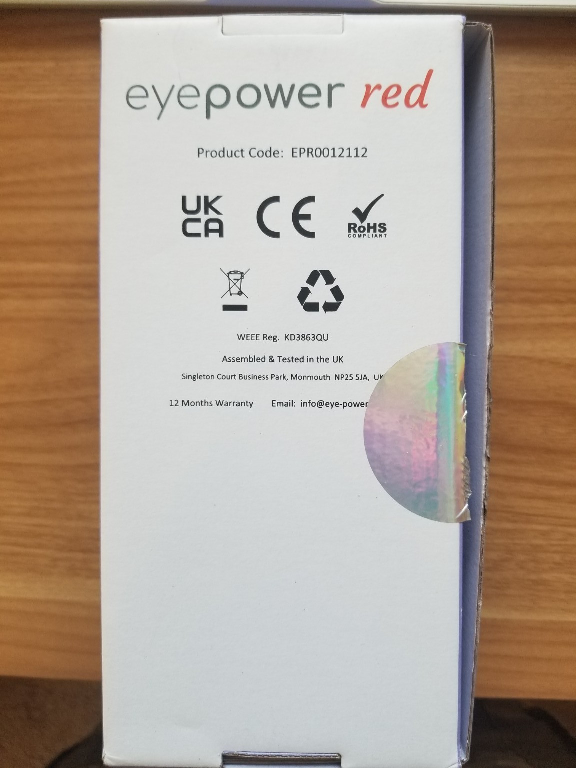 EyePower Red Rechargeable Red Light Therapy Eye Mask Glasses + Case & Cable