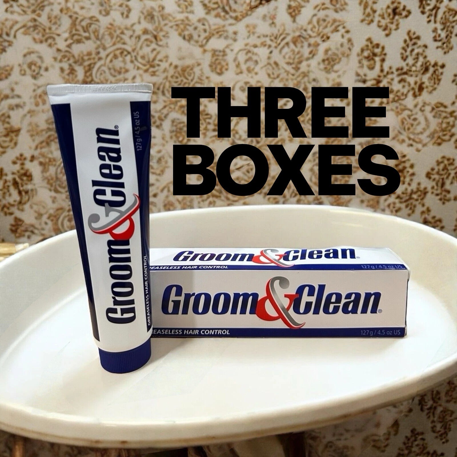 Groom and Clean Greaseless Hair Control Gel 4.5 oz each EXP 07/2028, 3-PACK