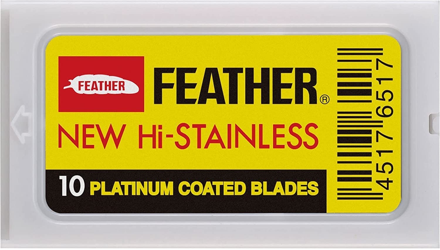Feather Double Edge Razor Blades – 50 Count, Platinum Coated Hi-Stainless Steel,