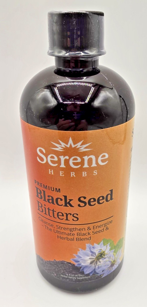 Serene Herbs Premium Black Seed Bitters 100% Natural Organic 16oz Exp 04/2028