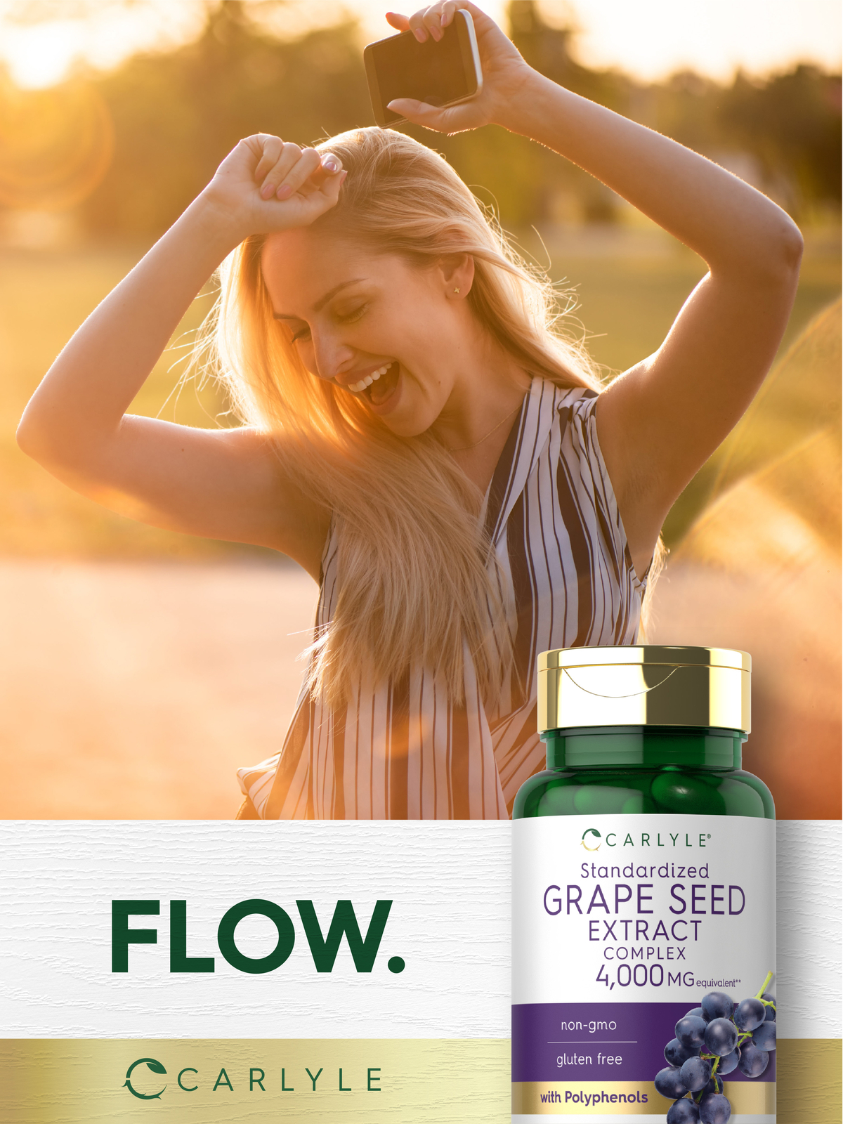 Grape Seed Extract 4,000mg Complex 120 Capsules | with Polyphenols | by Carlyle