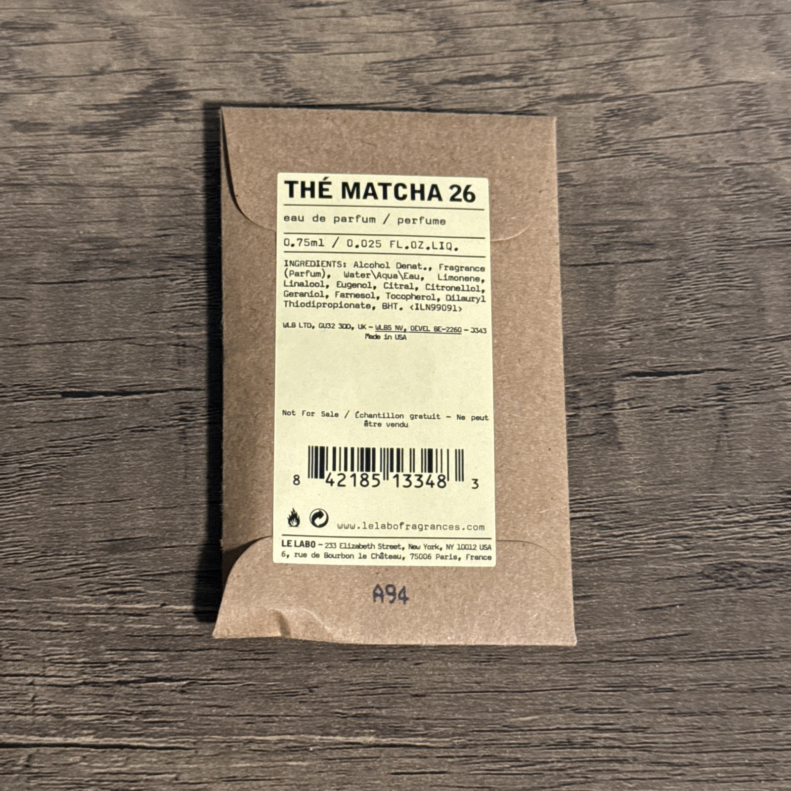 LE LABO The Matcha 26 Eau de Parfum Sample | .025 oz | NEW