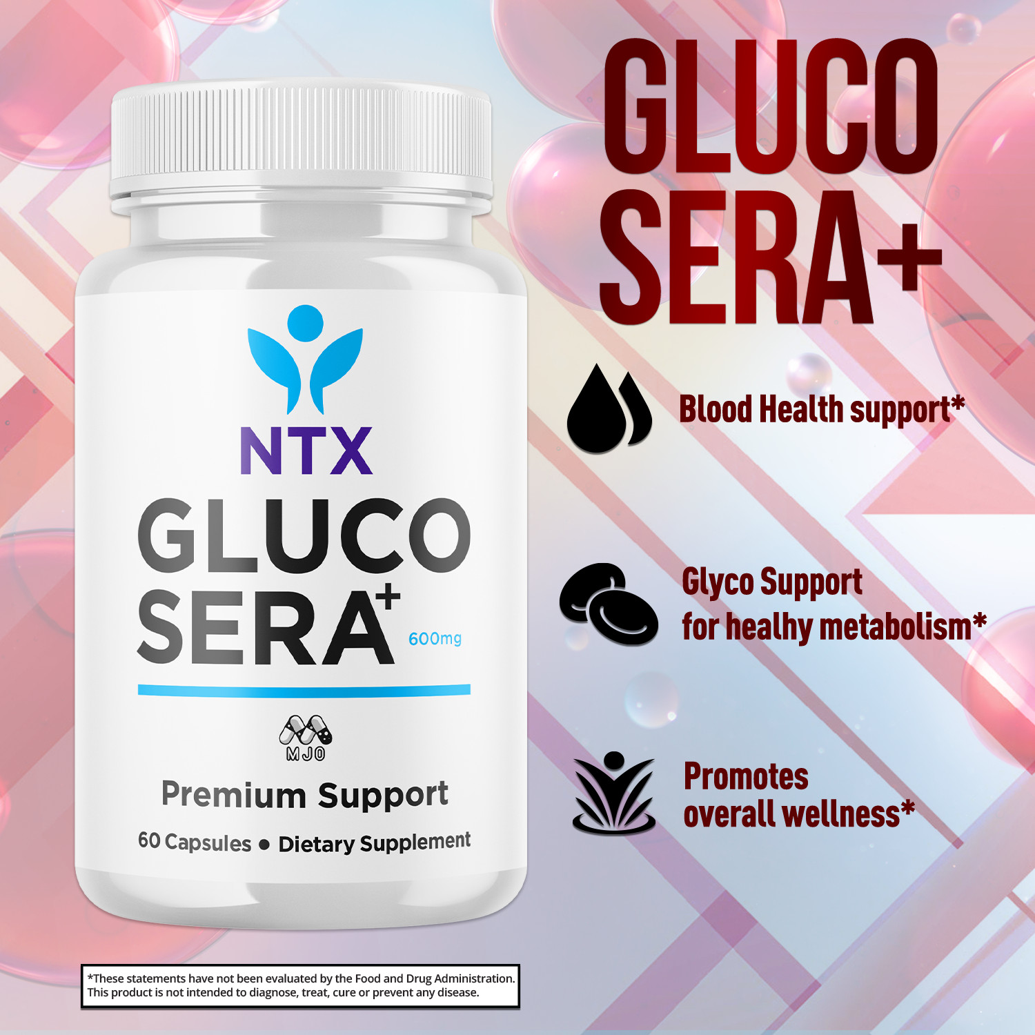 (2 Pack) Gluco Sera + Advanced Support Blood Supplement GlucoSera+ 120 Capsules