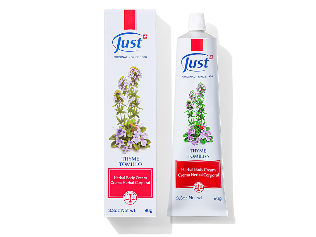 Swiss JUST Crema Herbal Corporal Tomillo Herbal Body Cream Thyme 3.3 oz – 96 gr.