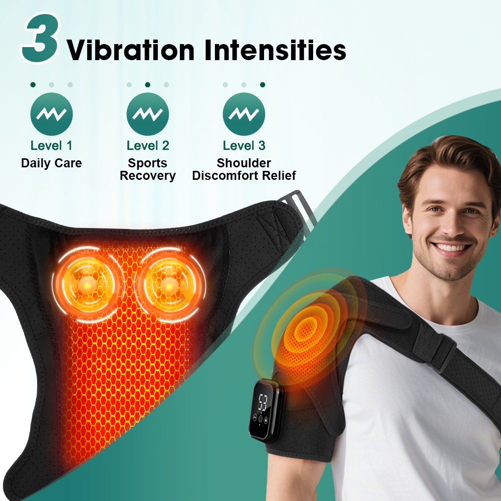 Electric Shoulder Massager Heated Shoulder Brace with Vibration for Pain Relief