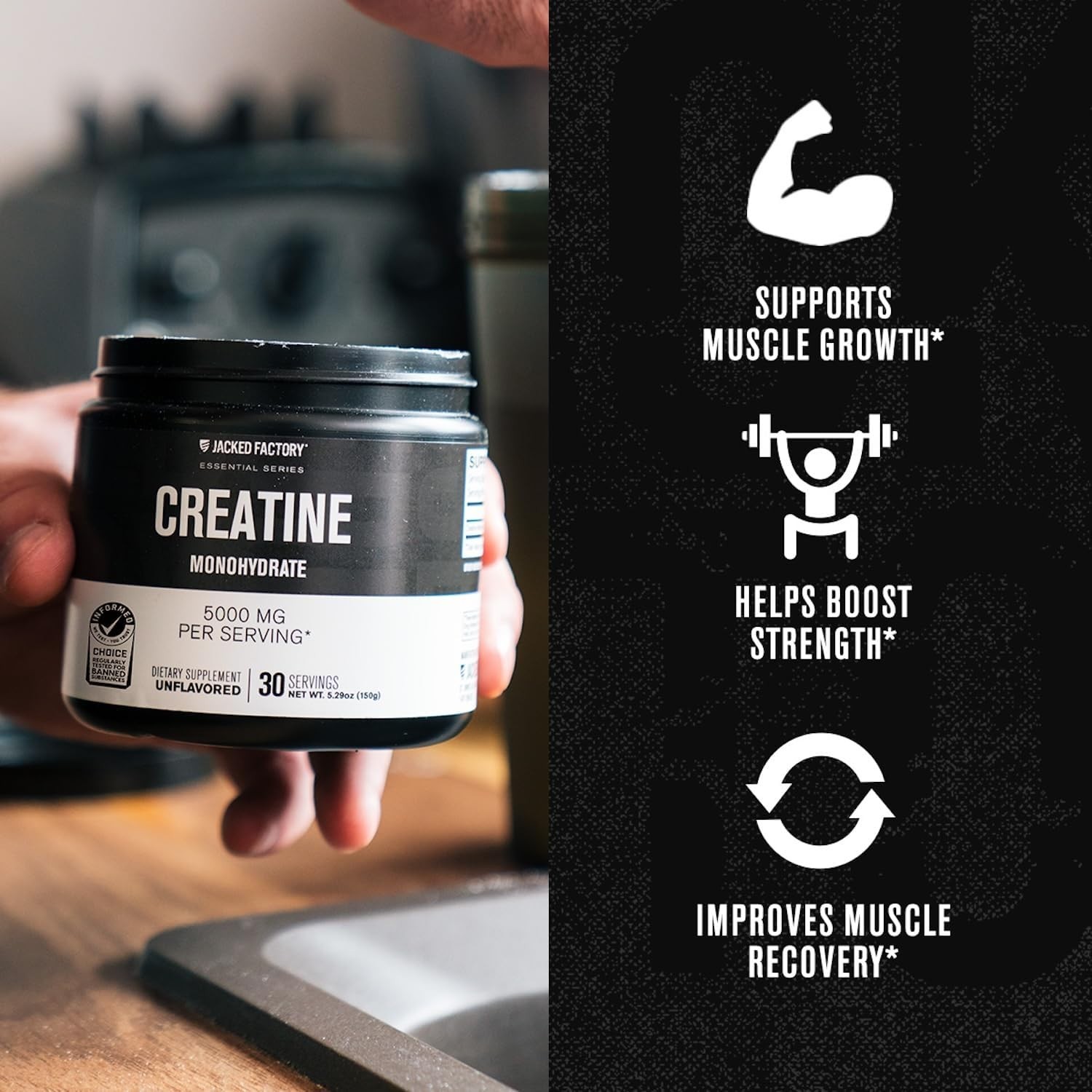 Jacked Factory Creatine Monohydrate Powder 150g – 5g Daily Creatine Supplement f