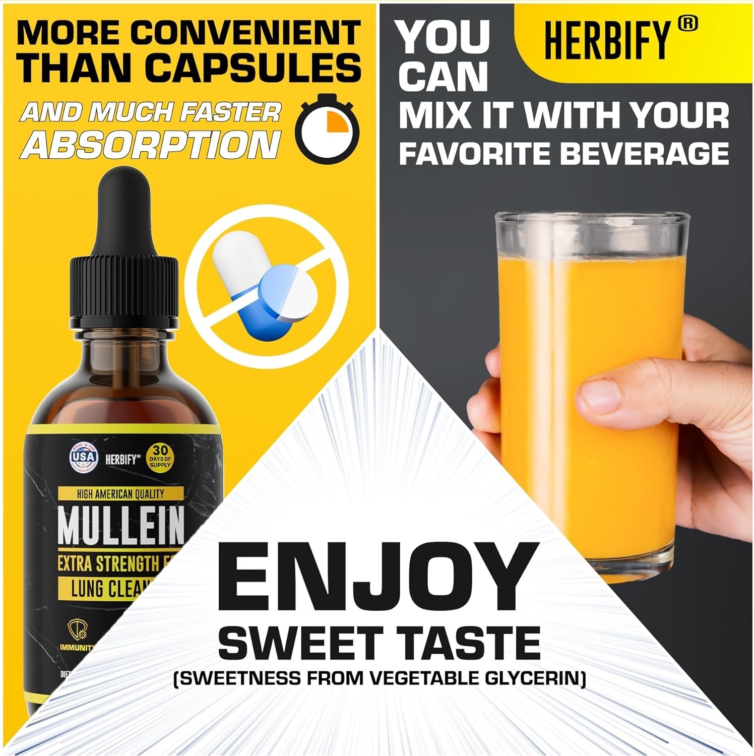 HERBIFY Mullein Extract 2 oz Tincture for Respiratory Health Mullein Leaf and…