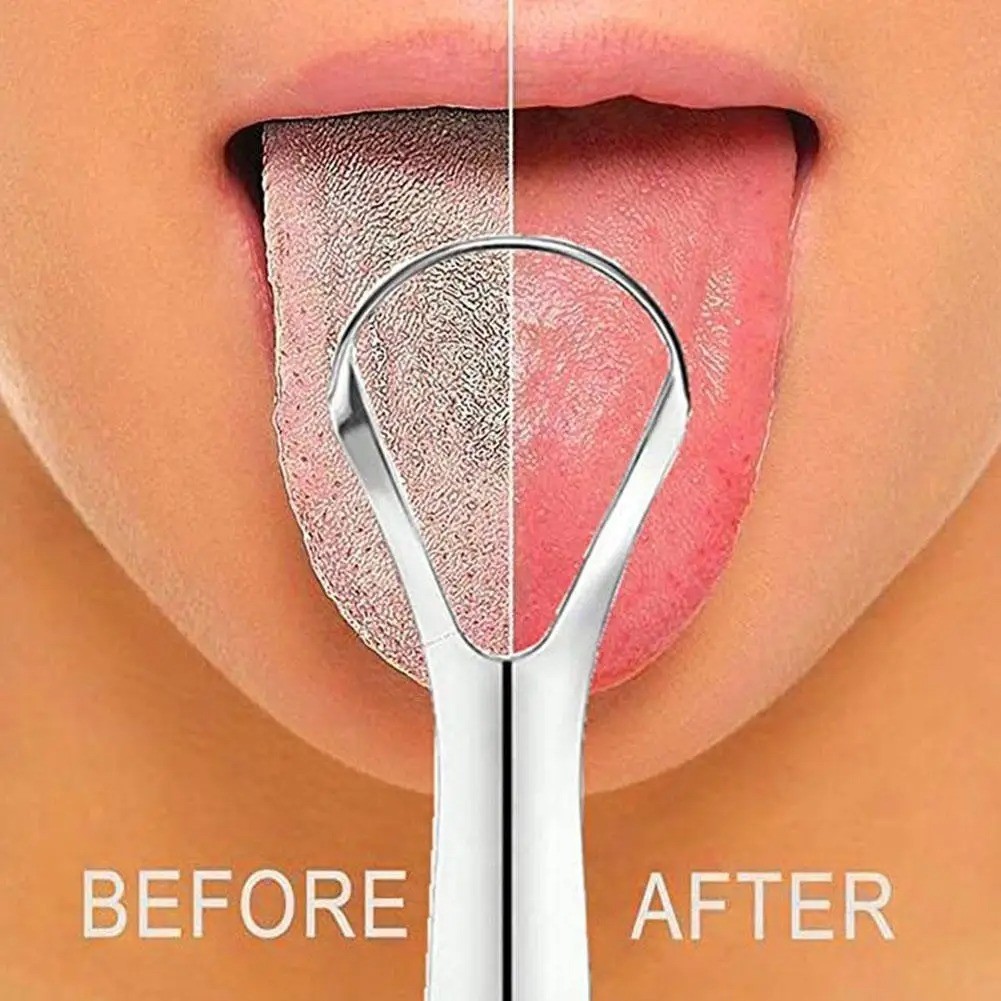 1Pcs Portable Single Layer Tongue Scraper Reusable Stainless Steel Oral Mouth Br