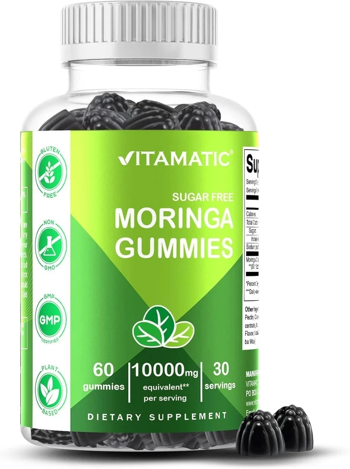 Vitamatic Sugar Free Moringa Gummies – 10,000 mg 60 Count (Pack of 1)