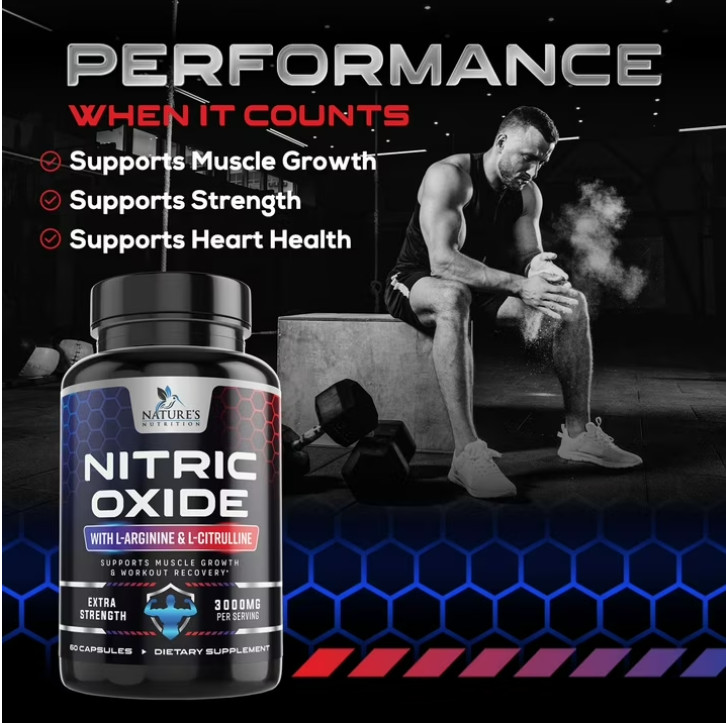 ( 2 pack ) Nitric Oxide Booster 3000mg L-Arginine 3X Extra Strength Capsules