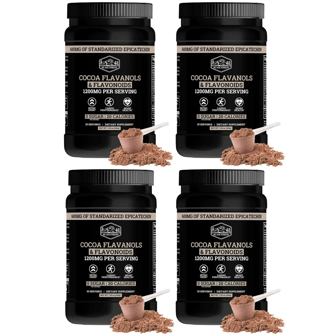 4 PACK! Black designed forest Flavonoid Powder Cocoa Flavanol and High Supplemen