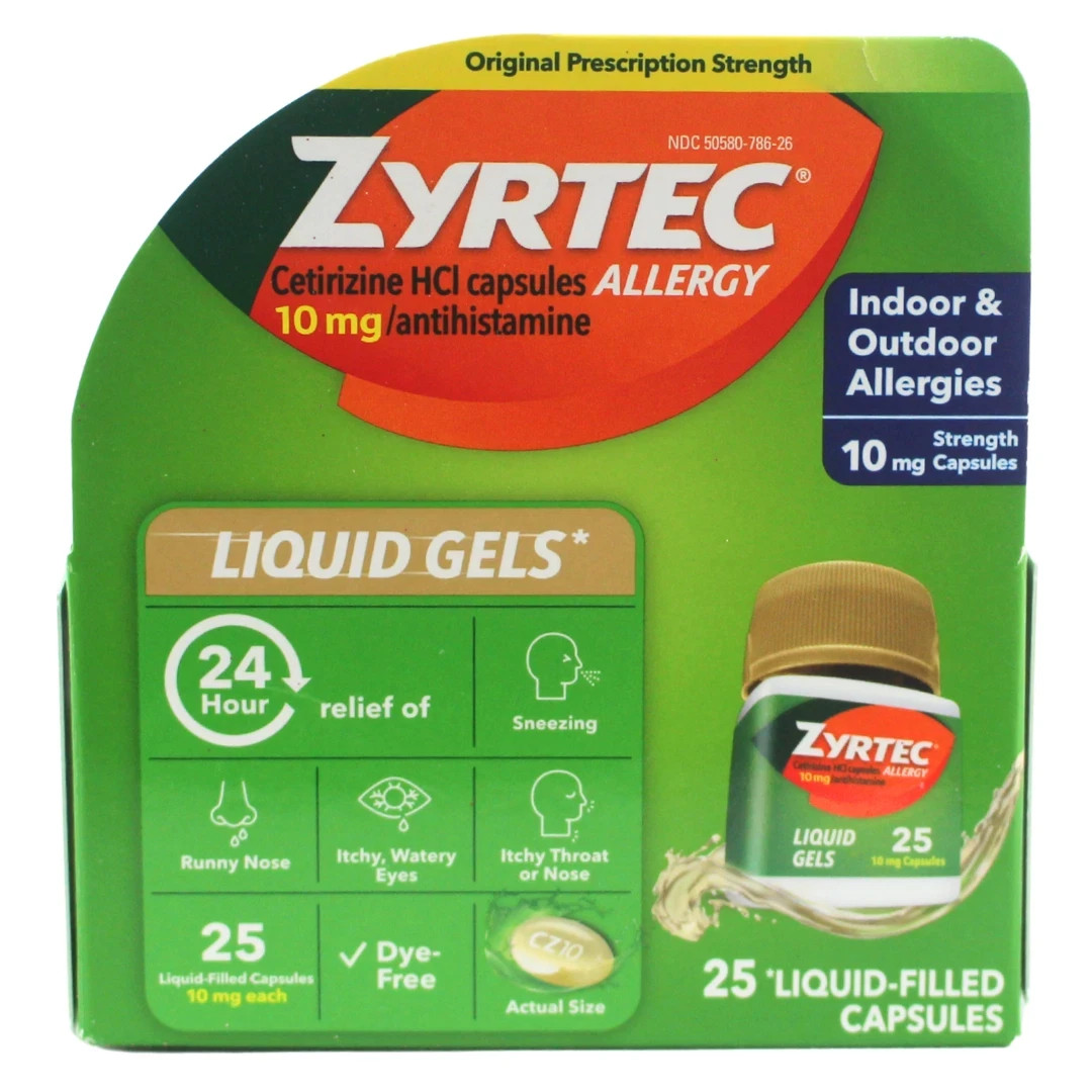 Zyrtec 24 Hour & Outdoor Allergy Relief Liquid Gels Capsules 25ct 07/2026+