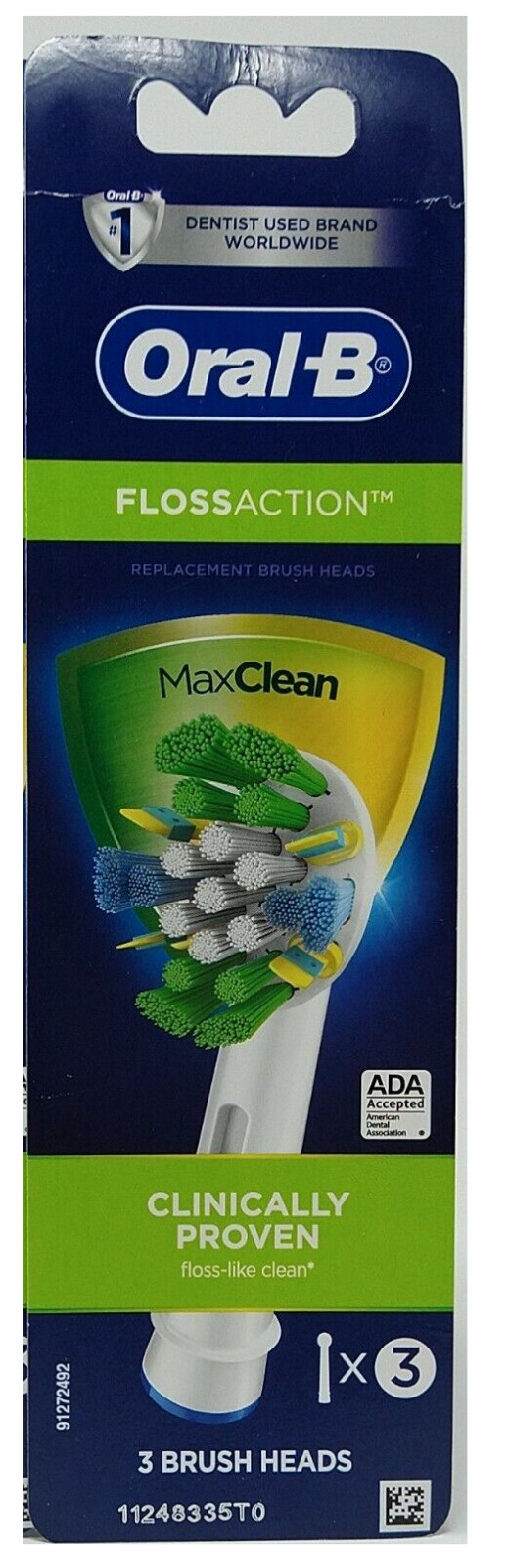 Oral-B FlossAction MaxClean Replacement Electric ToothBrush Heads, 3 ct