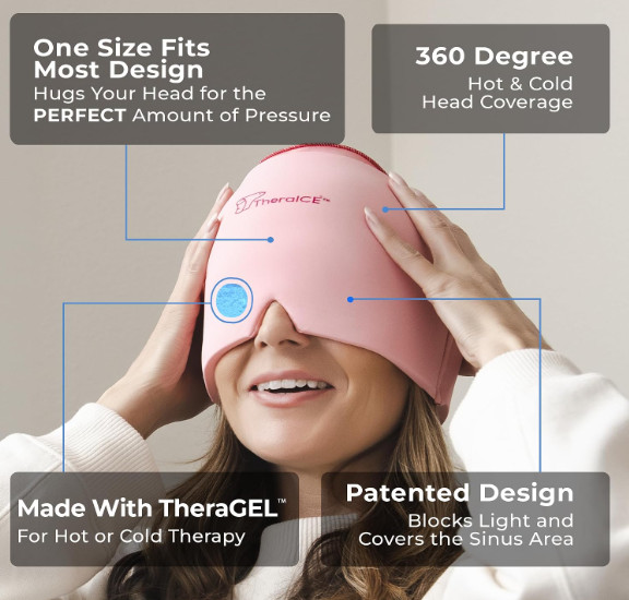 Migraine Relief Cap Hot Cold Therapy Headache Ice Gel Compression Hat
