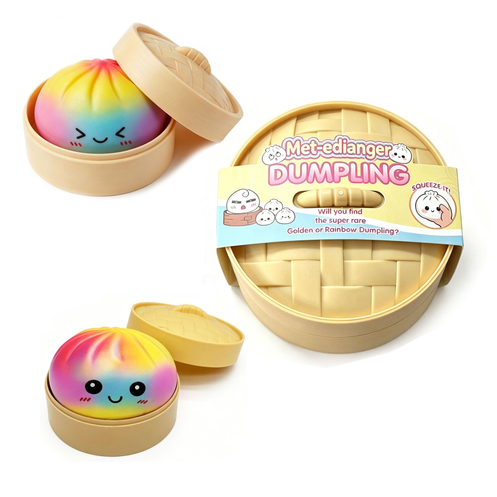 Colorful Dumpling Toy with Steamer – Squeeze Dough Stress Ball, Anxiety Relief