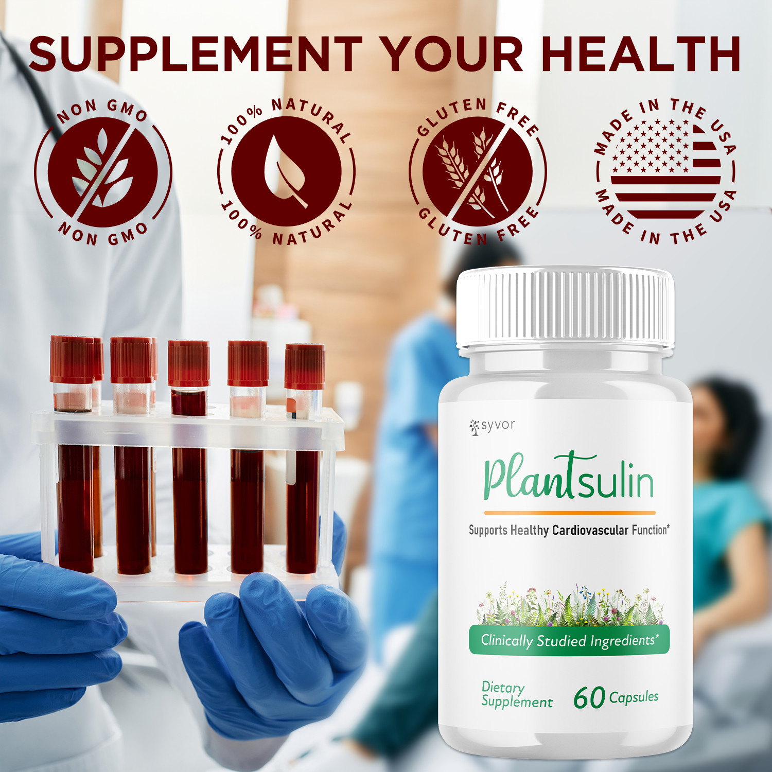 (2 Pack) Plantsulin Supports Healthy Cardiovascular Function Pill (120 Capsules)