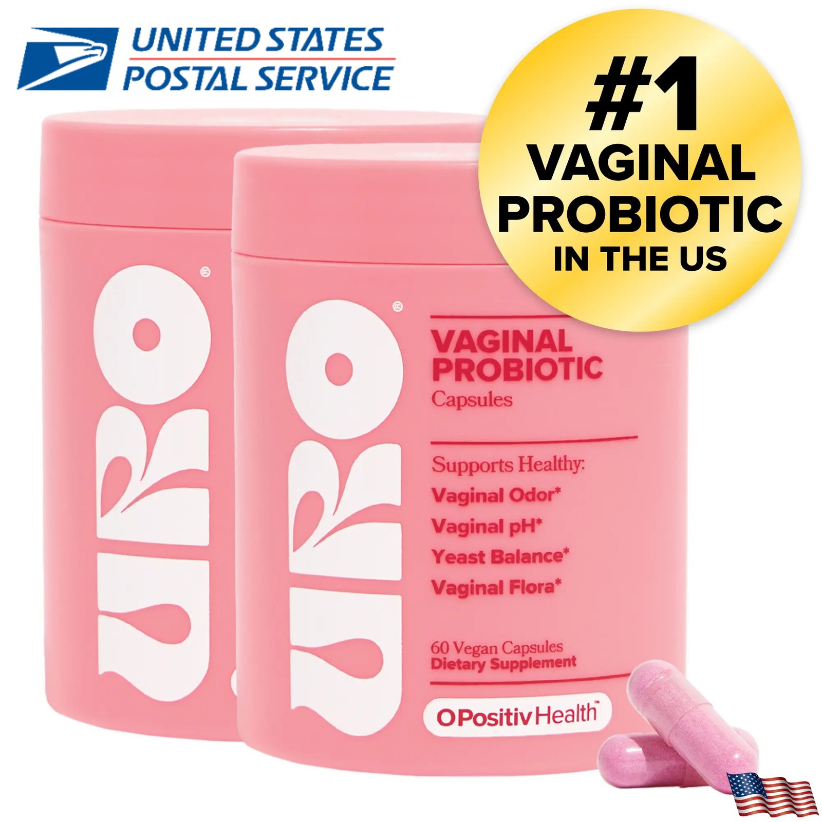 2 PACK URO O Positiv Vaginal Probiotics for Women pH Balance w/ Prebiotic