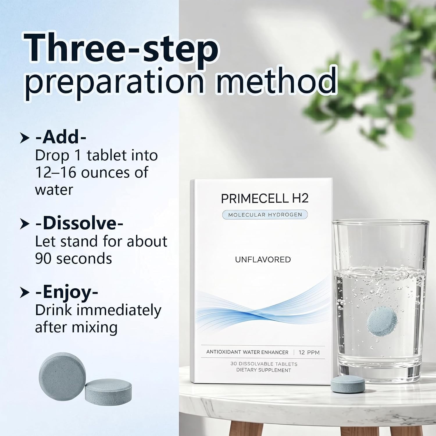 PRIMECELL H2 Molecular Hydrogen Tablets, 30 Count | Supports antioxidant heal…