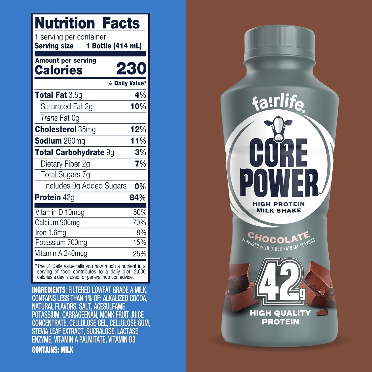Core Power Elite High Protein Shake, Chocolate, 42g Bottle 12 pack Free Shipping