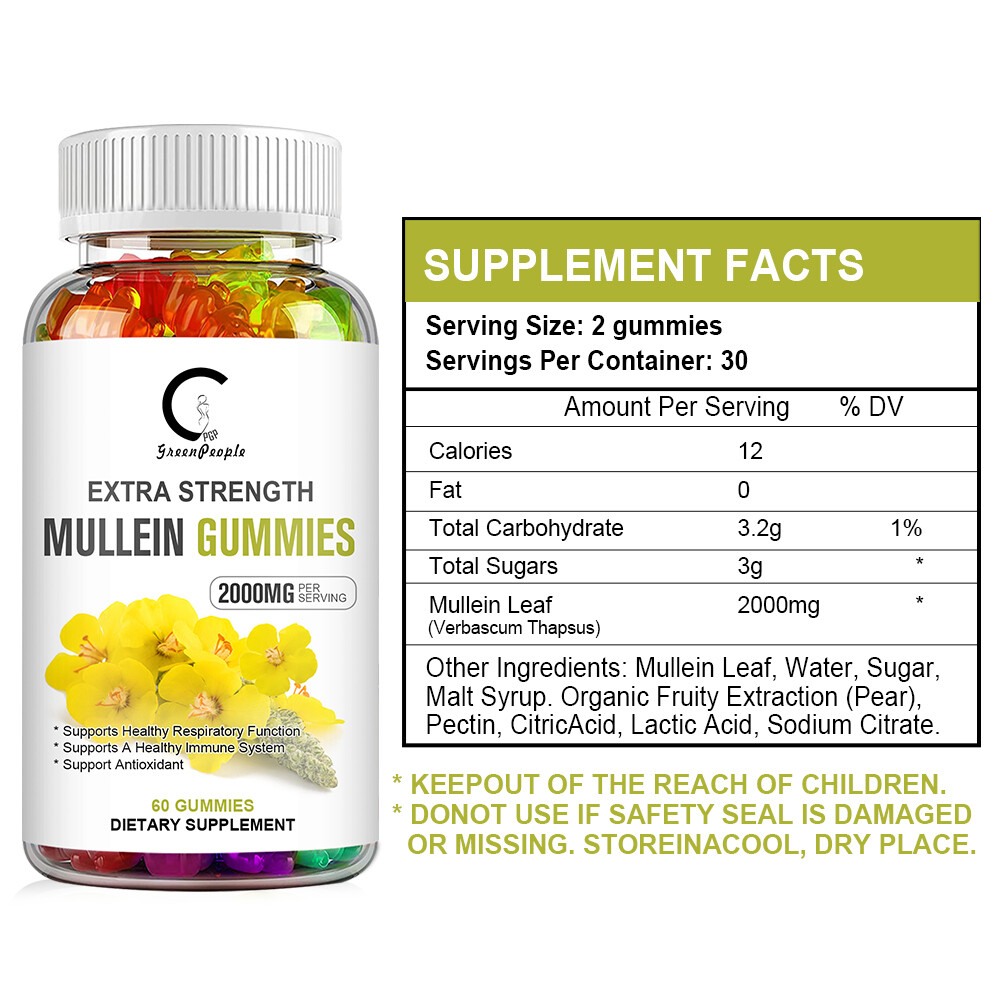 Mullein Leaf Gummies/ Capsule For Lung Cleanse Detox Herbal Dietary Supplement