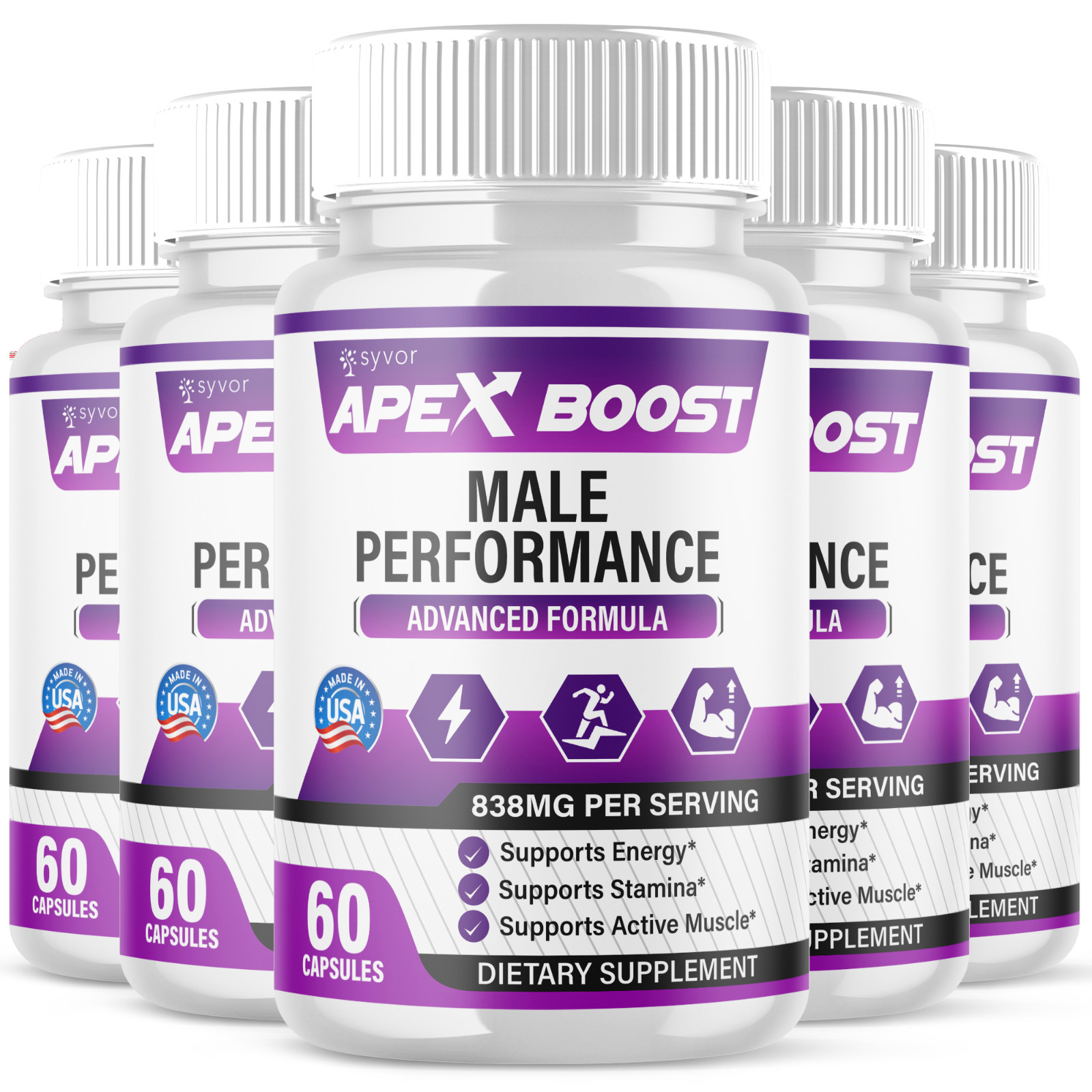 (5 Pack) Apex Boost Pills for Men Advanced ApexBoost Max Supplement 300 Capsules