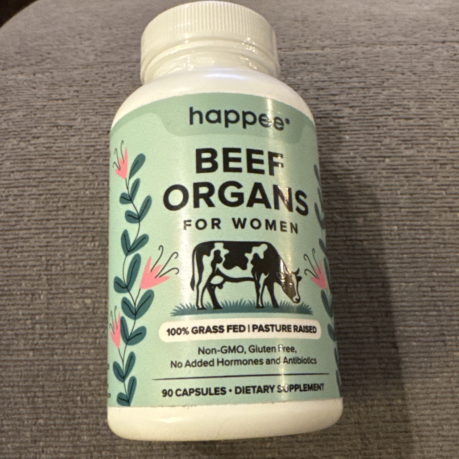 Happee Health Beef Organ Supplement for Women Grass Fed 90 Caps Energy Support