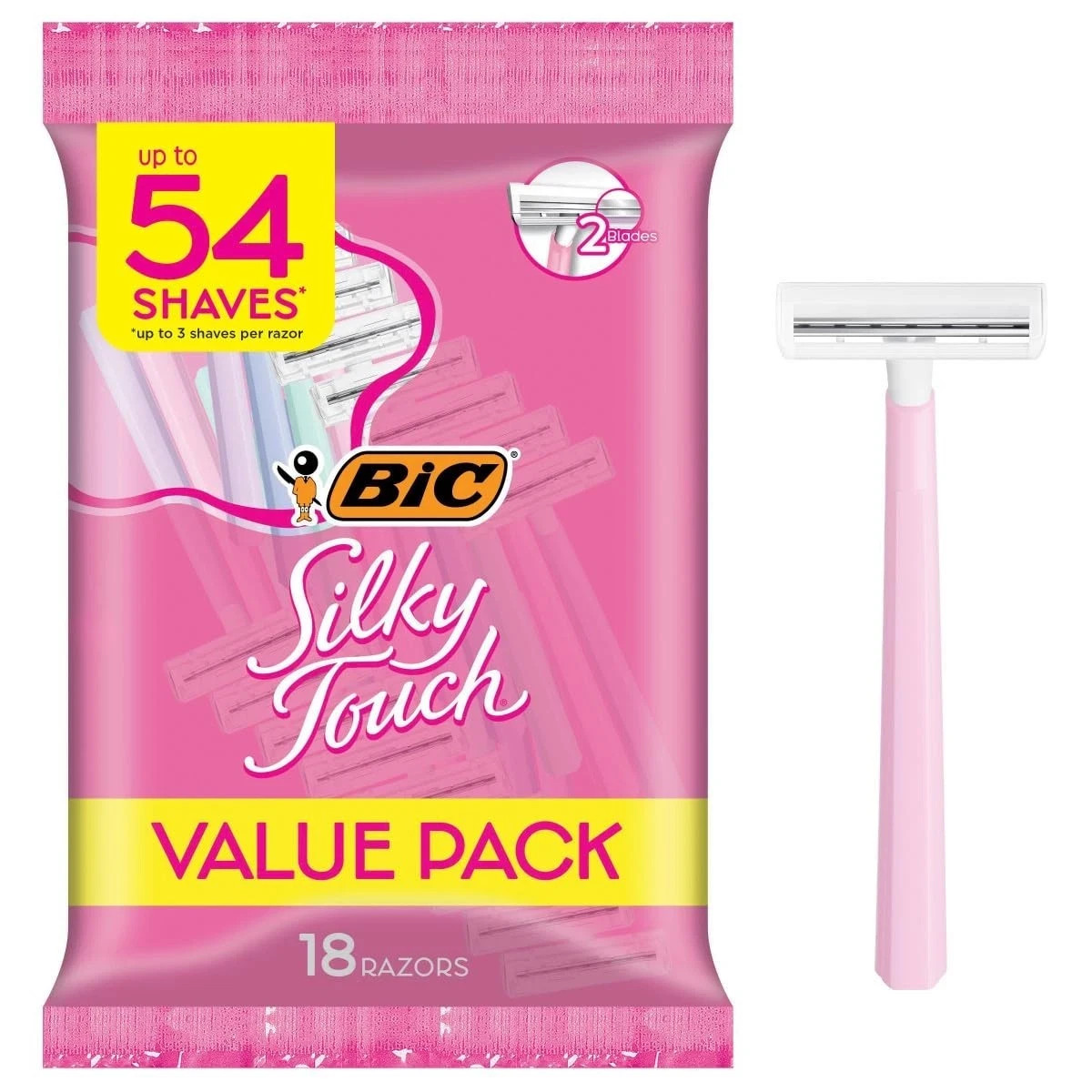 BIC Silky Touch Women’s Disposable Razors, 2 Blades For a Sensitive