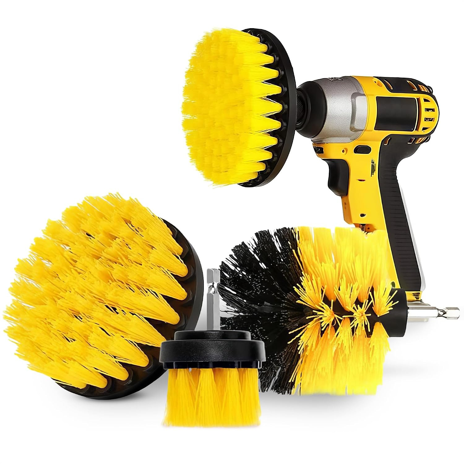 3 Pcs Drill Brush Attachments Set Nylon 2/3.5/4 in Car Carpet Tile Grout Clean