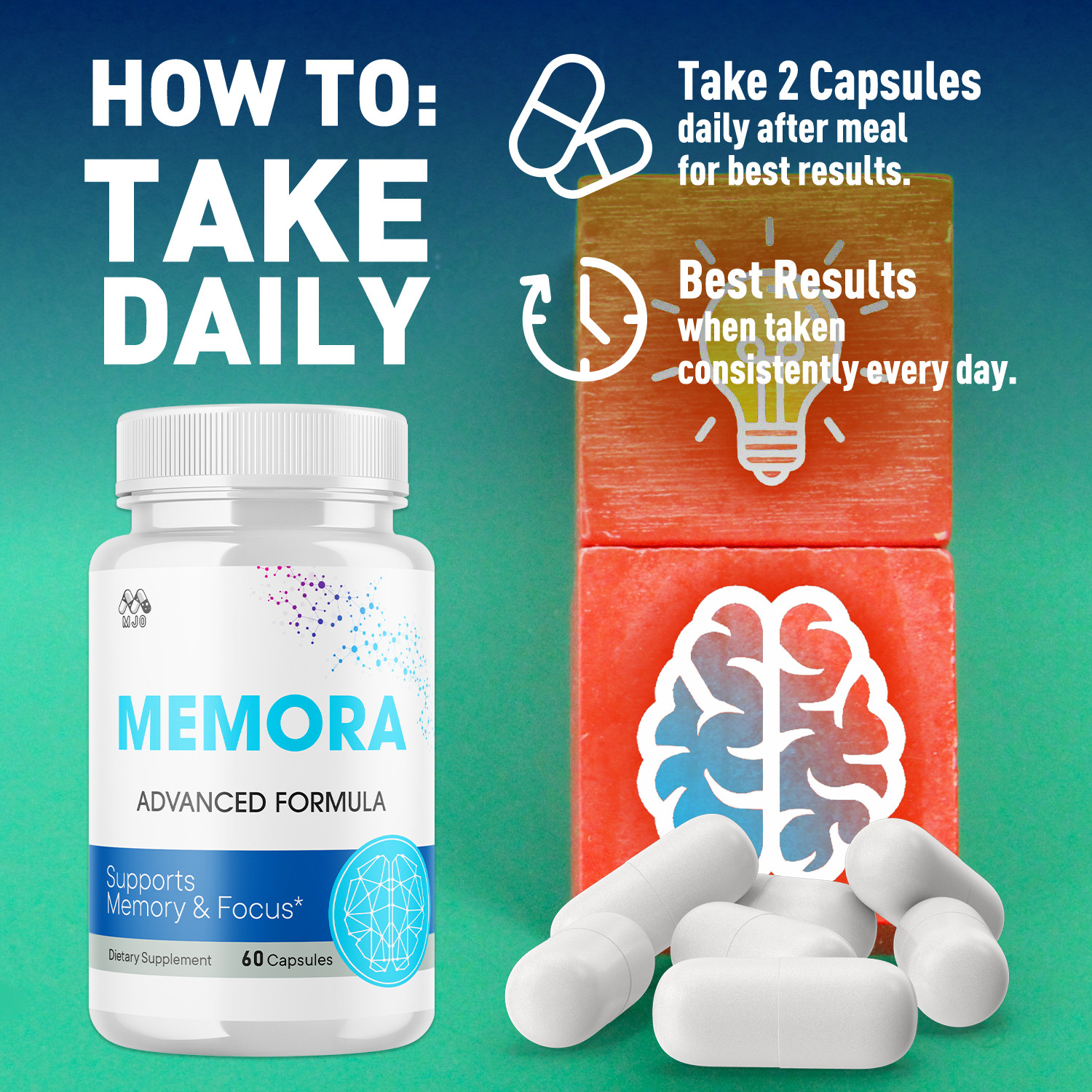 (5 Pack) Memora Advanced Brain Max Support Supplement Formula 300 Capsules
