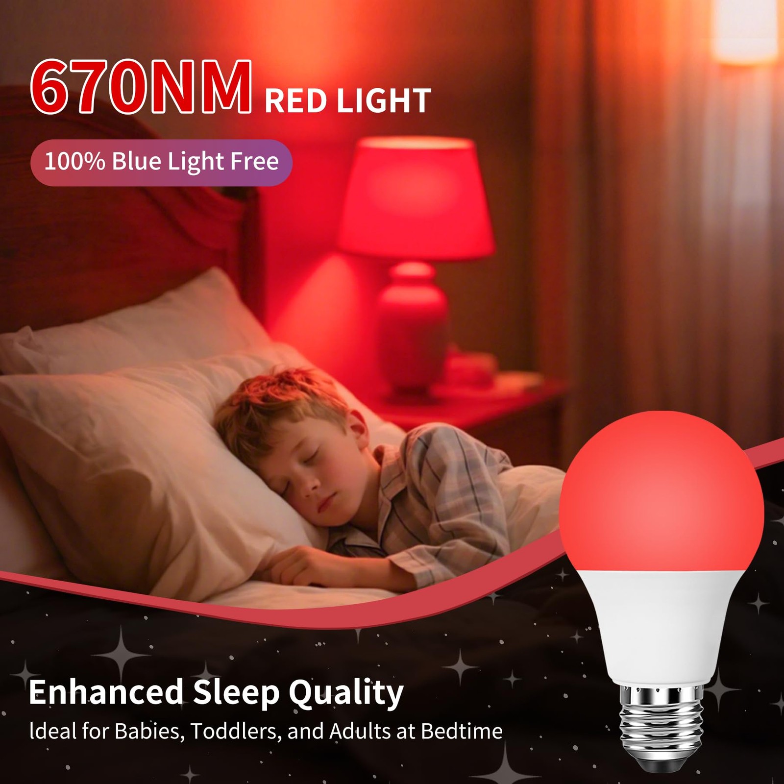 Aogled Red Light Bulbs for Sleep 9W E26, Red Night Light,670nm LED Light Bulb…