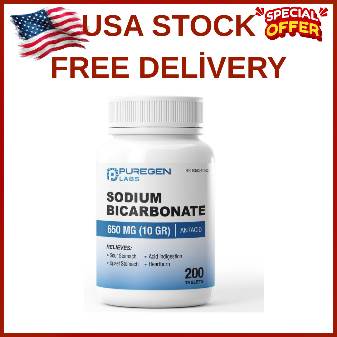 Puregen Labs Sodium Bicarbonate Tablets 650mg (10 Grains) – 200 Count | USP G…