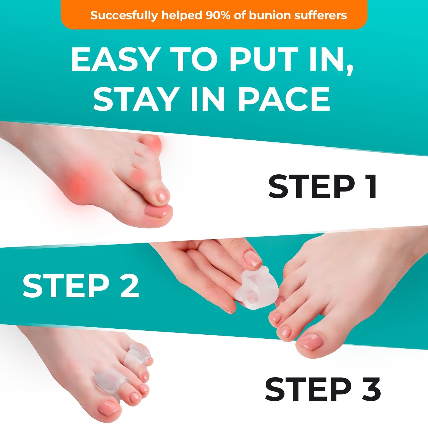 8Pcs Soft Silicone Gel Toe Separator Bunion Toes Spacer Orthotics Pain Relief