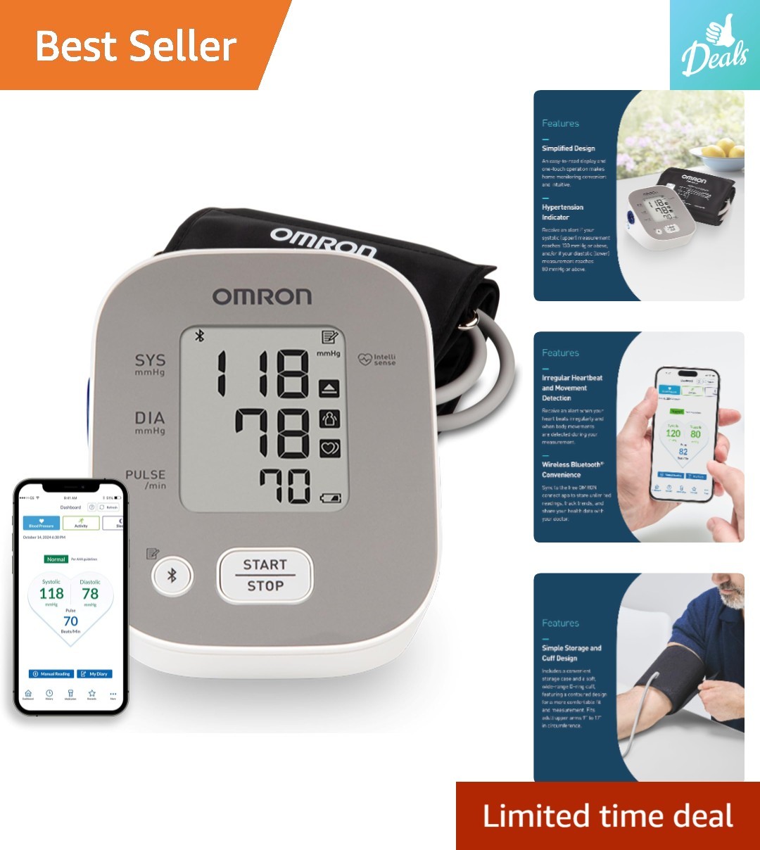 Clinically Validated Blood Pressure Monitor with Irregular Heartbeat Detection