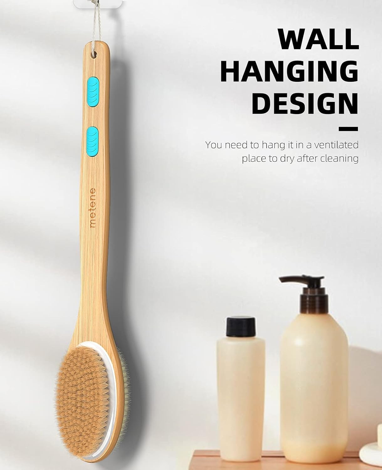 Elegant Long Handle Shower Brush: Soft & Stiff Bristles for Exquisite Skin Care