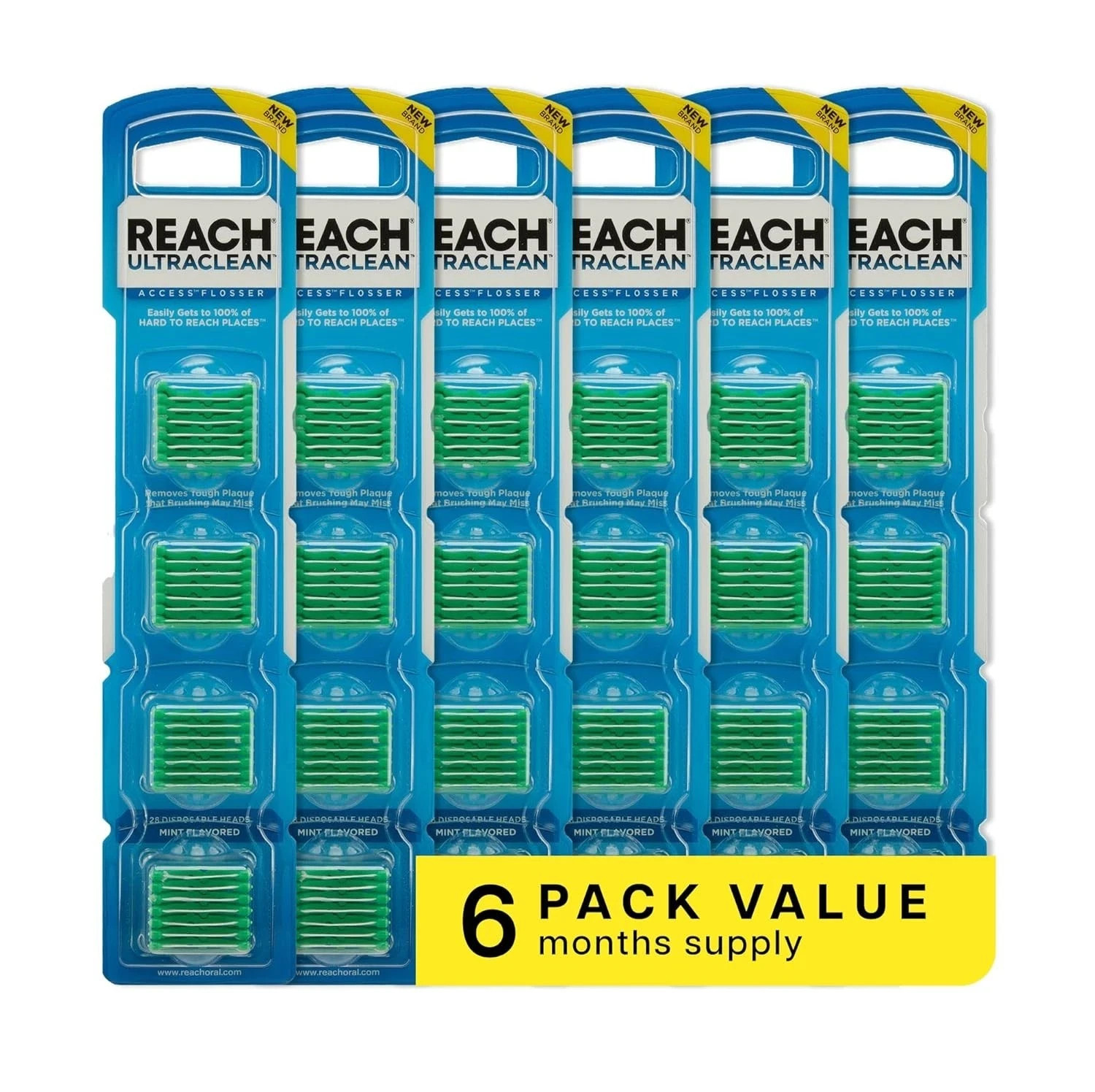 REACH Ultraclean Access Flosser Refill Heads 28 Mint Flavored Pack of 6